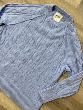 aerie women’s Light Blue Cable Knit Crewneck Sweater
